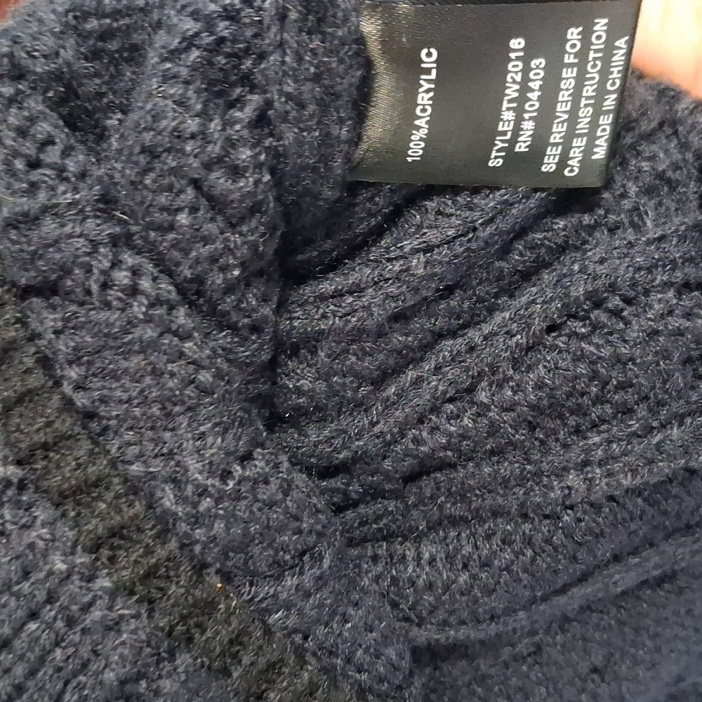 Workshop Republic Clothing Dark Blue Cable Knit Cardigan - Picture 4 of 5
